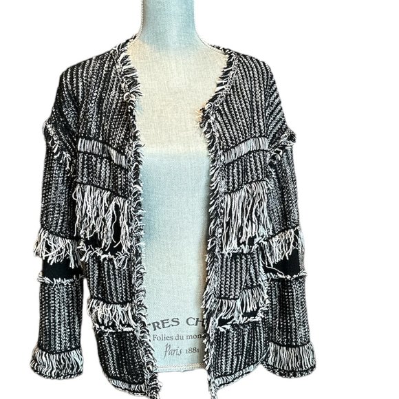 Black and White Chanel Style Blazer Sweater - Picture 2 of 10